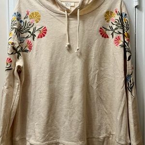 Style & Co cream colored embroidered hoodie